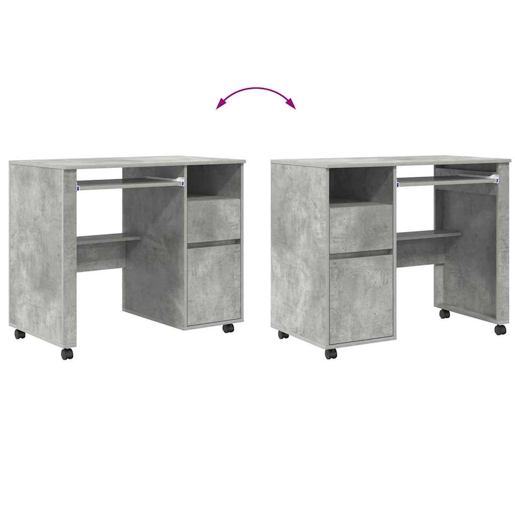 Scrivania con Ruote con cassetto Rovere Cemento 91 x 50 x 77 cm 869533