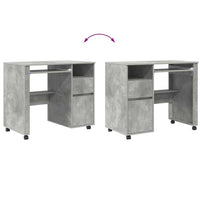Scrivania con Ruote con cassetto Rovere Cemento 91 x 50 x 77 cm 869533