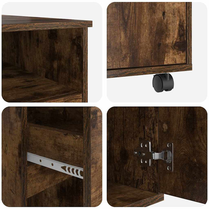 Scrivania con Ruote con cassetto Rovere fumo 91 x 50 x 77 cm 869534