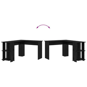 Scrivania Angolare con Magazzino con lo scaffale Rovere nero 869555