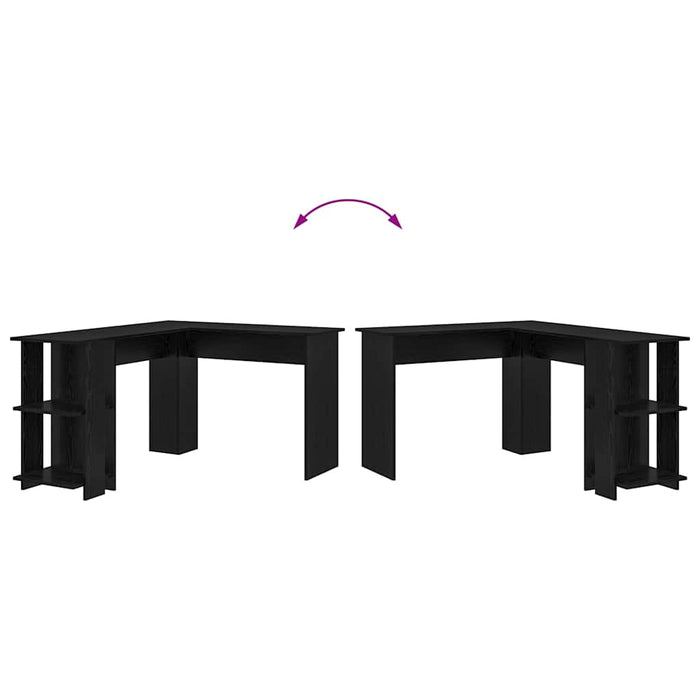 Scrivania Angolare con Magazzino con lo scaffale Rovere nero 869555