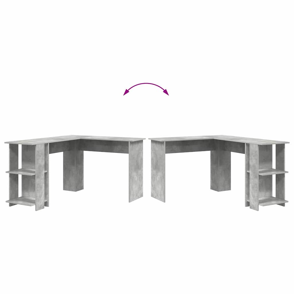 Scrivania Angolare con Storage con lo scaffale Grigio cemento 869557