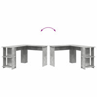 Scrivania Angolare con Storage con lo scaffale Grigio cemento 869557