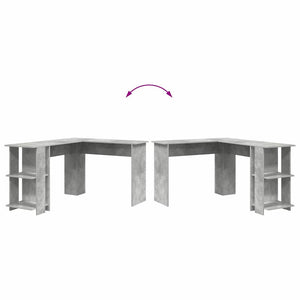 Scrivania Angolare con Storage con lo scaffale Grigio cemento 869557