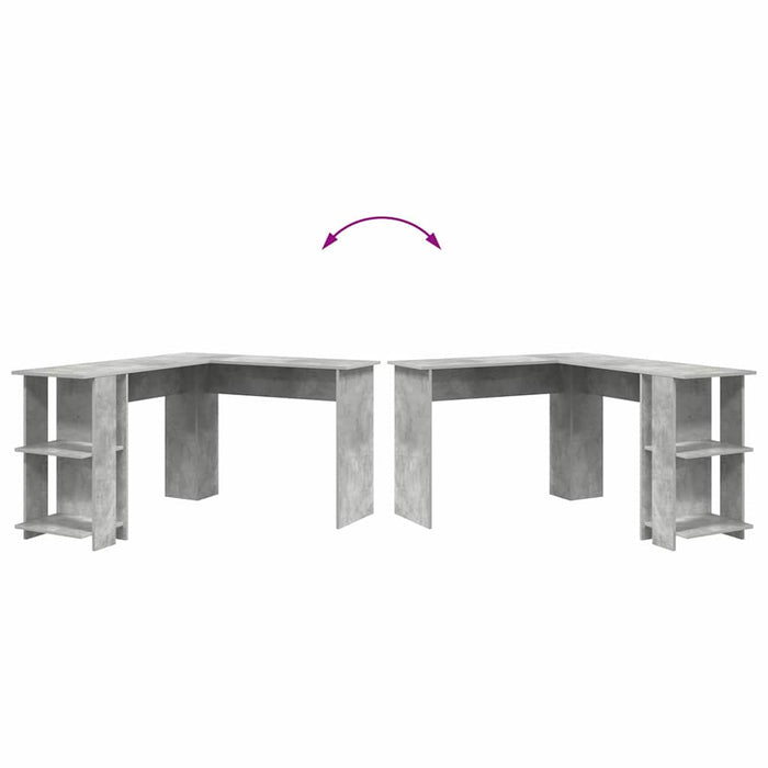 Scrivania Angolare con Storage con lo scaffale Grigio cemento 869557