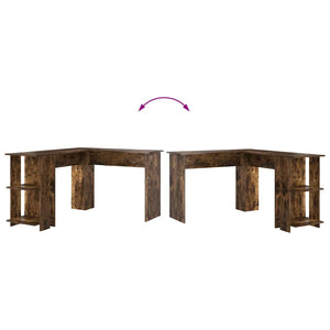 Scrivania Angolare con Storage Rovere fumé 140 x 113.5 x 75 cm 869558