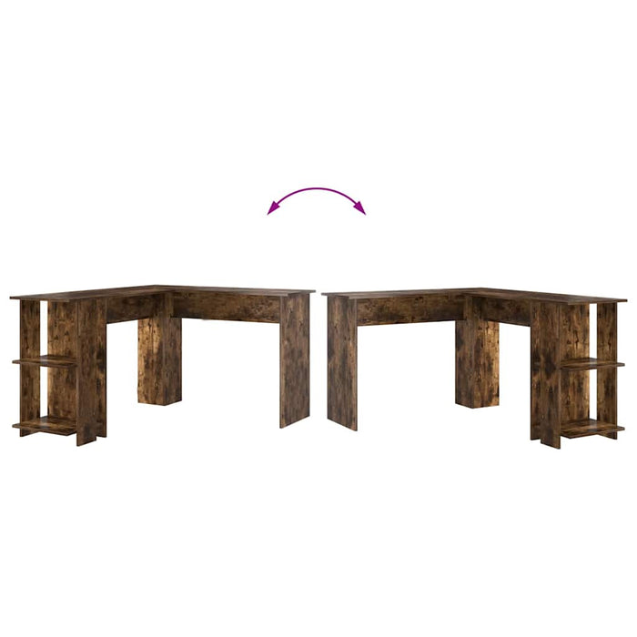 Scrivania Angolare con Storage Rovere fumé 140 x 113.5 x 75 cm 869558