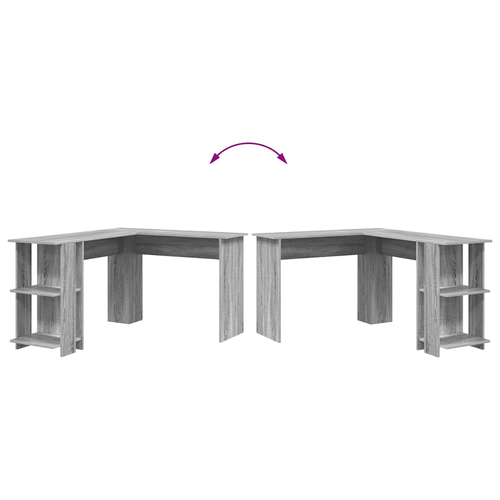 Scrivania Angolare con Storage con lo scaffale Grigio Sonoma 869559