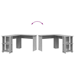 Scrivania Angolare con Storage con lo scaffale Grigio Sonoma 869559