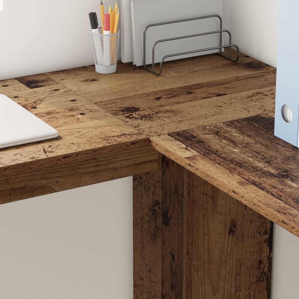 Scrivania Angolare con Storage con lo scaffale Legno vecchio 869560
