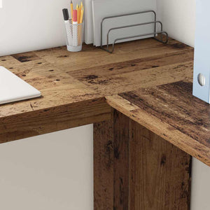 Scrivania Angolare con Storage con lo scaffale Legno vecchio 869560