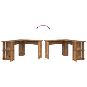 Scrivania Angolare con Storage con lo scaffale Legno vecchio 869560