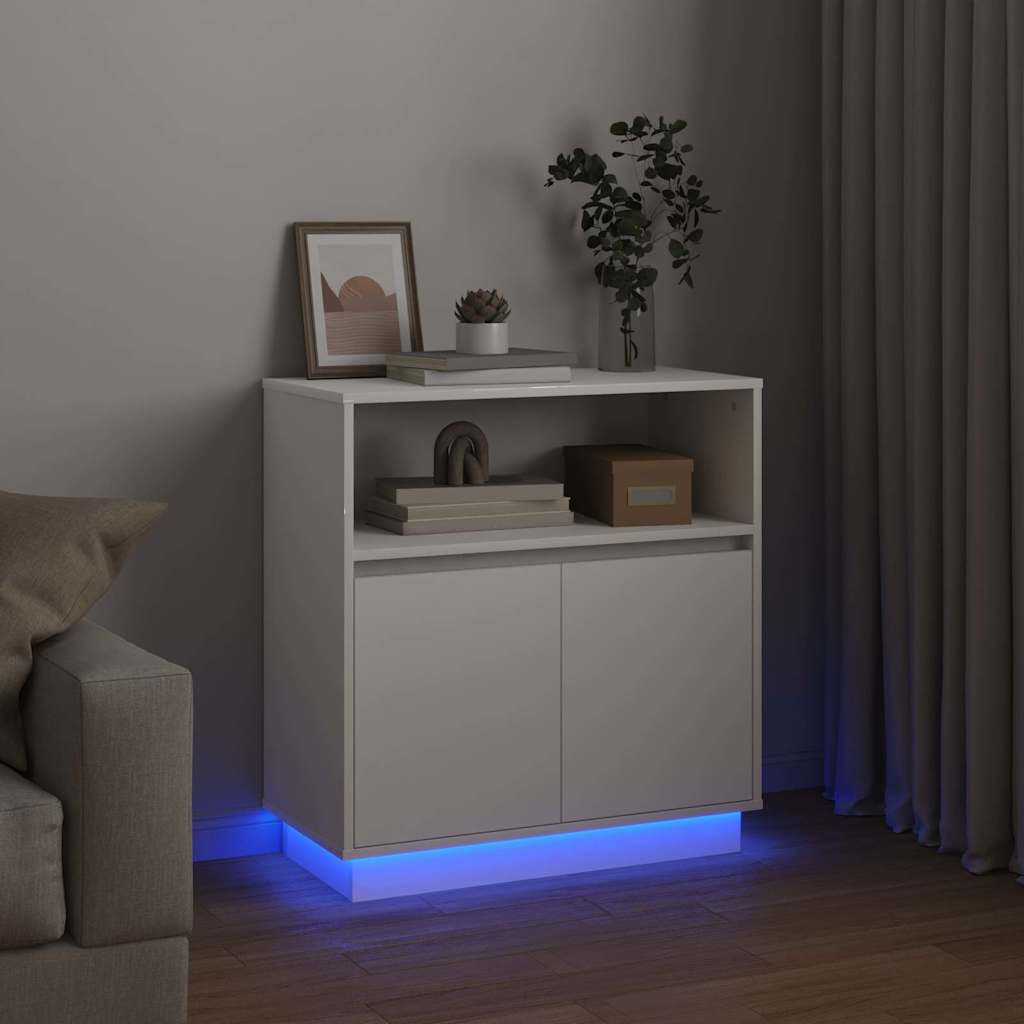Credenza con LED Bianco 71 x 34.5 x 75 cm Legno multistrato 869650