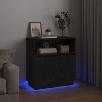 Credenza con LED Rovere nero 71 x 34.5 x 75 cm 869651