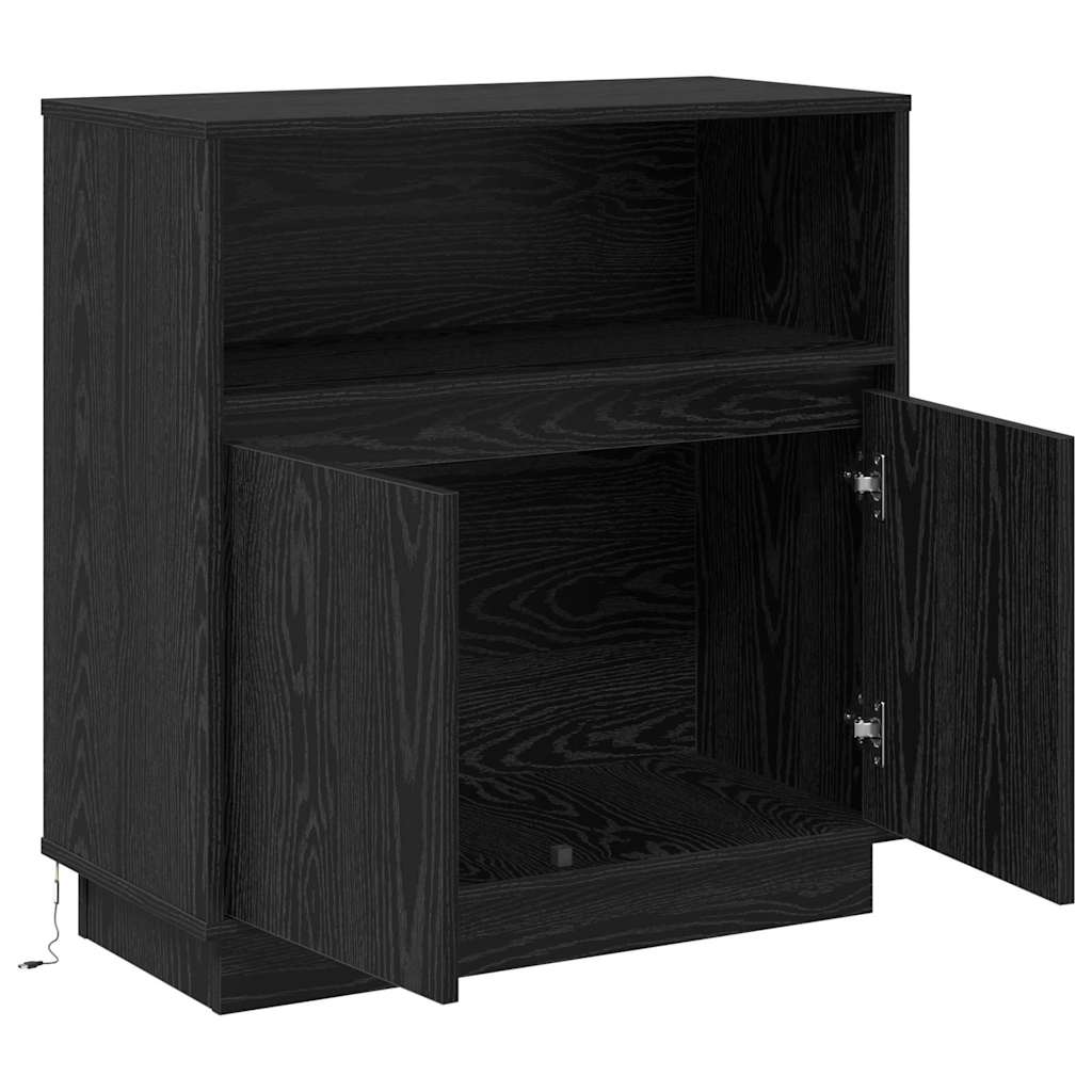 Credenza con LED Rovere nero 71 x 34.5 x 75 cm 869651