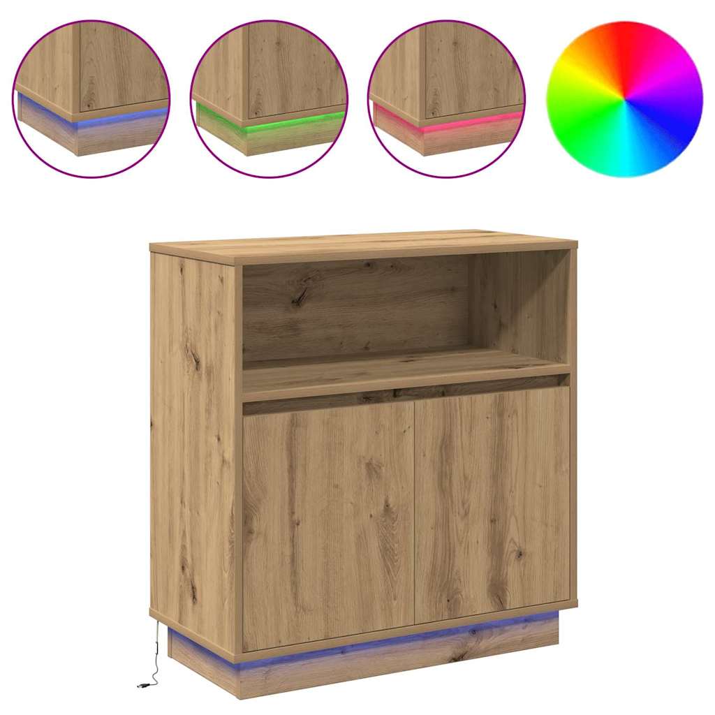 Credenza con LED rovere artigianale 71 x 34.5 x 75 cm 869657