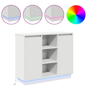 Madia LED con porta Bianco 90 x 32 x 75 cm Legno multistrato 869682