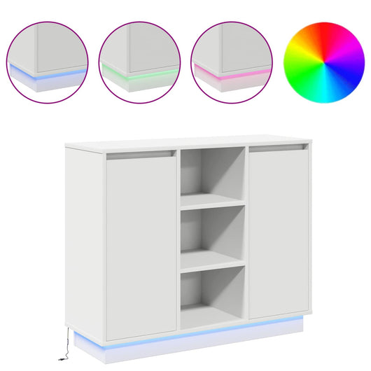 Madia LED con porta Bianco 90 x 32 x 75 cm Legno multistrato 869682