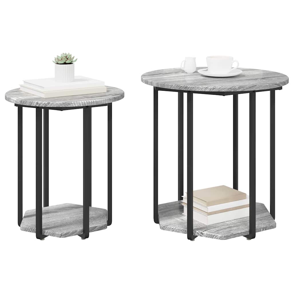 Set tavolini 2 pcs Grigio sonoma e Nero 50 x 50 x 50.5 cm 869717