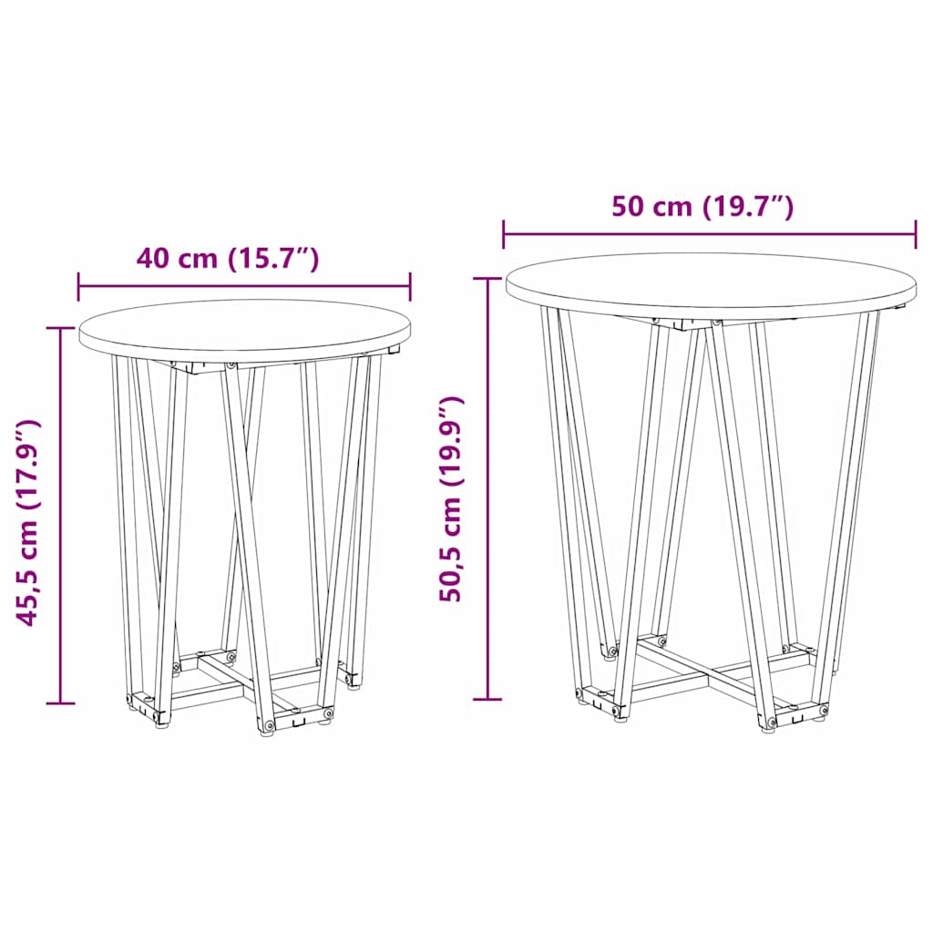 Set tavolini 2 pcs Rovere Sonoma e Nero 50 x 50 x 50.5 cm 869721