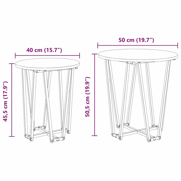 Set tavolini 2 pcs Rovere Artigianale e Nero 50 x 50 x 50.5 cm 869725