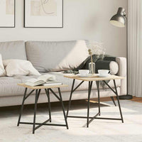 Set tavolini 2 pcs Rovere Sonoma e Nero 50 x 50 x 50 cm 869727