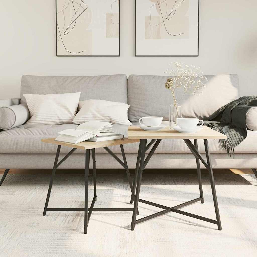 Set tavolini 2 pcs Rovere Sonoma e Nero 50 x 50 x 50 cm 869727