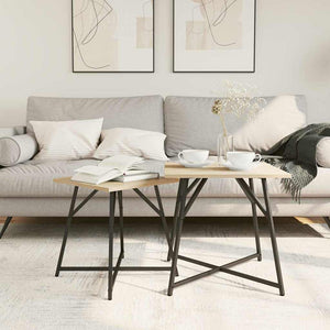 Set tavolini 2 pcs Rovere Sonoma e Nero 50 x 50 x 50 cm 869727