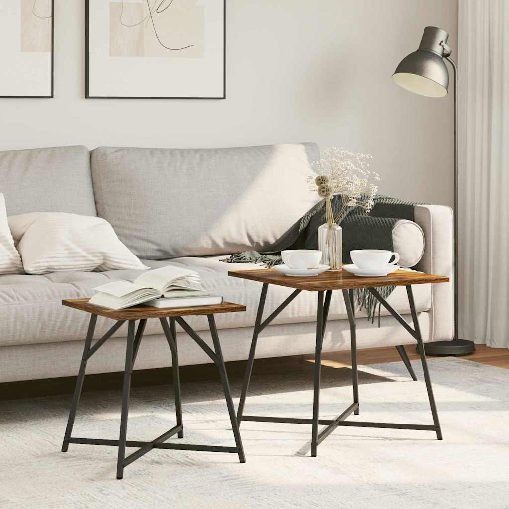 Set tavolini 2 pcs Rovere affumicato e Nero 50 x 50 x 50 cm 869728