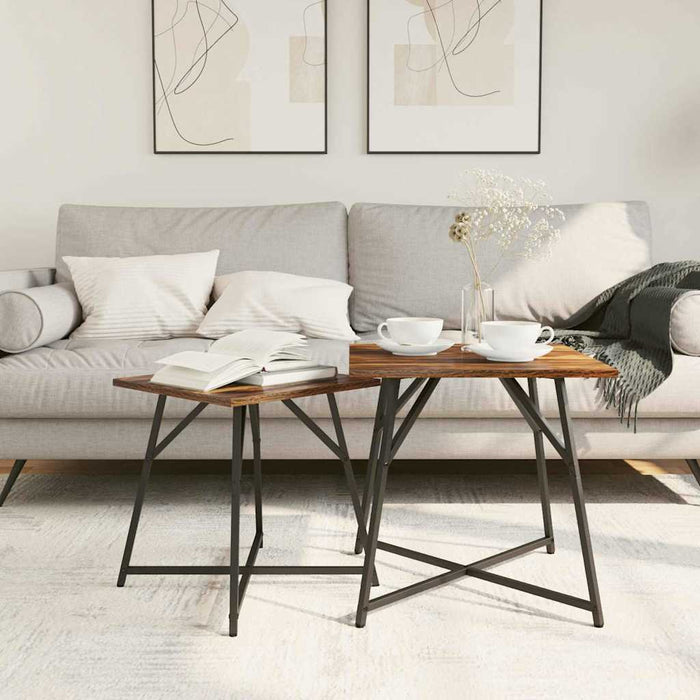 Set tavolini 2 pcs Rovere affumicato e Nero 50 x 50 x 50 cm 869728