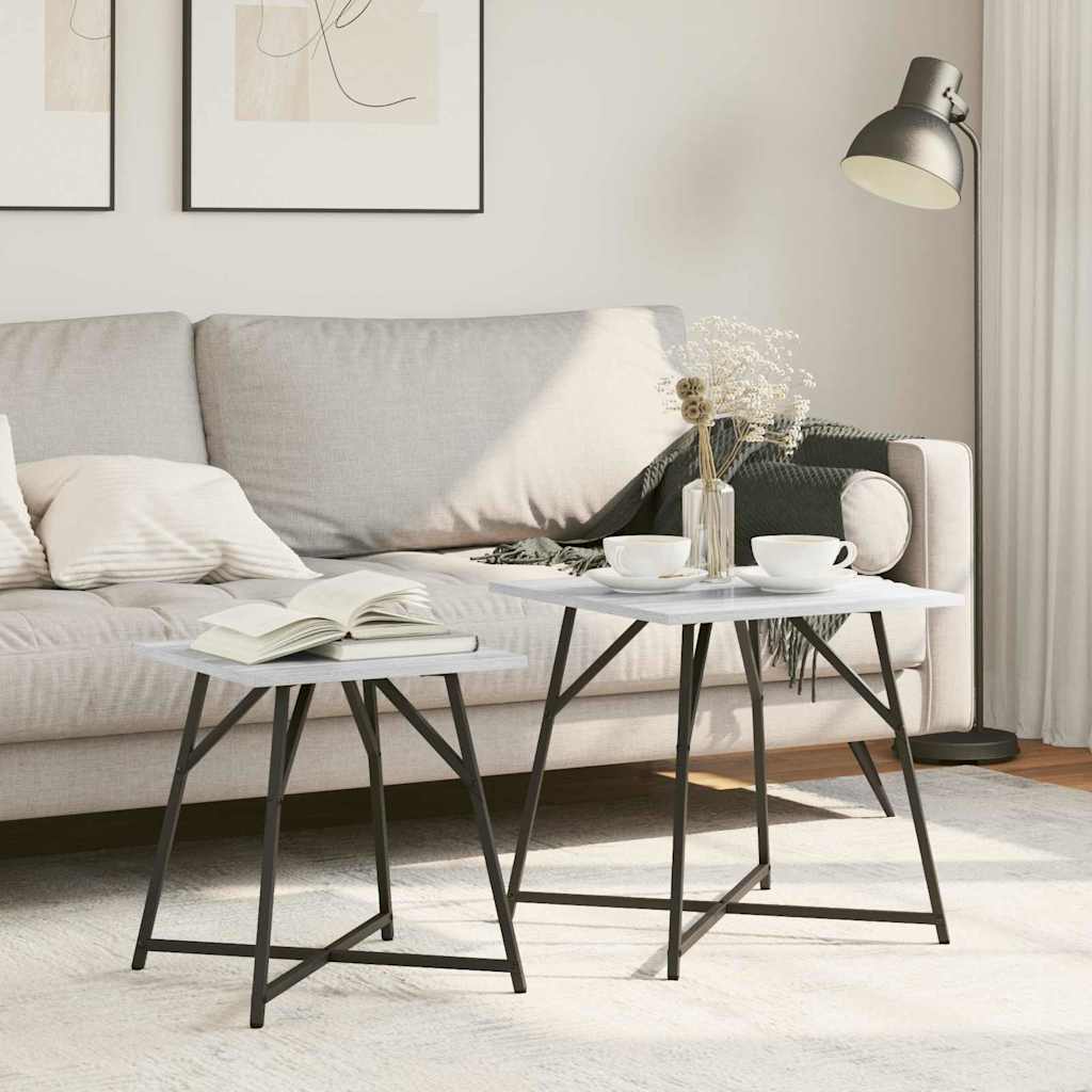 Set tavolini 2 pcs Grigio sonoma e Nero 50 x 50 x 50 cm 869729