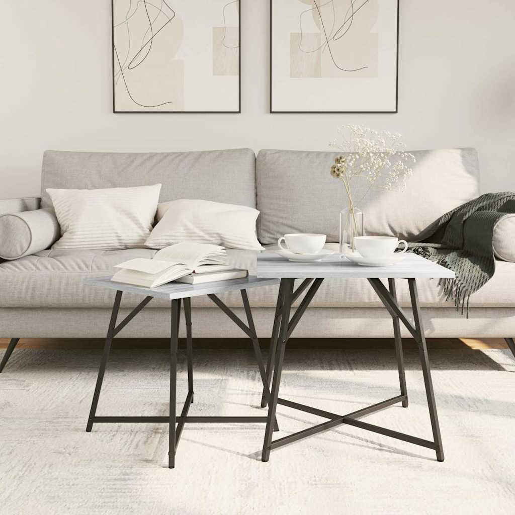 Set tavolini 2 pcs Grigio sonoma e Nero 50 x 50 x 50 cm 869729