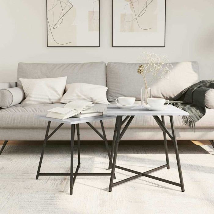 Set tavolini 2 pcs Grigio sonoma e Nero 50 x 50 x 50 cm 869729