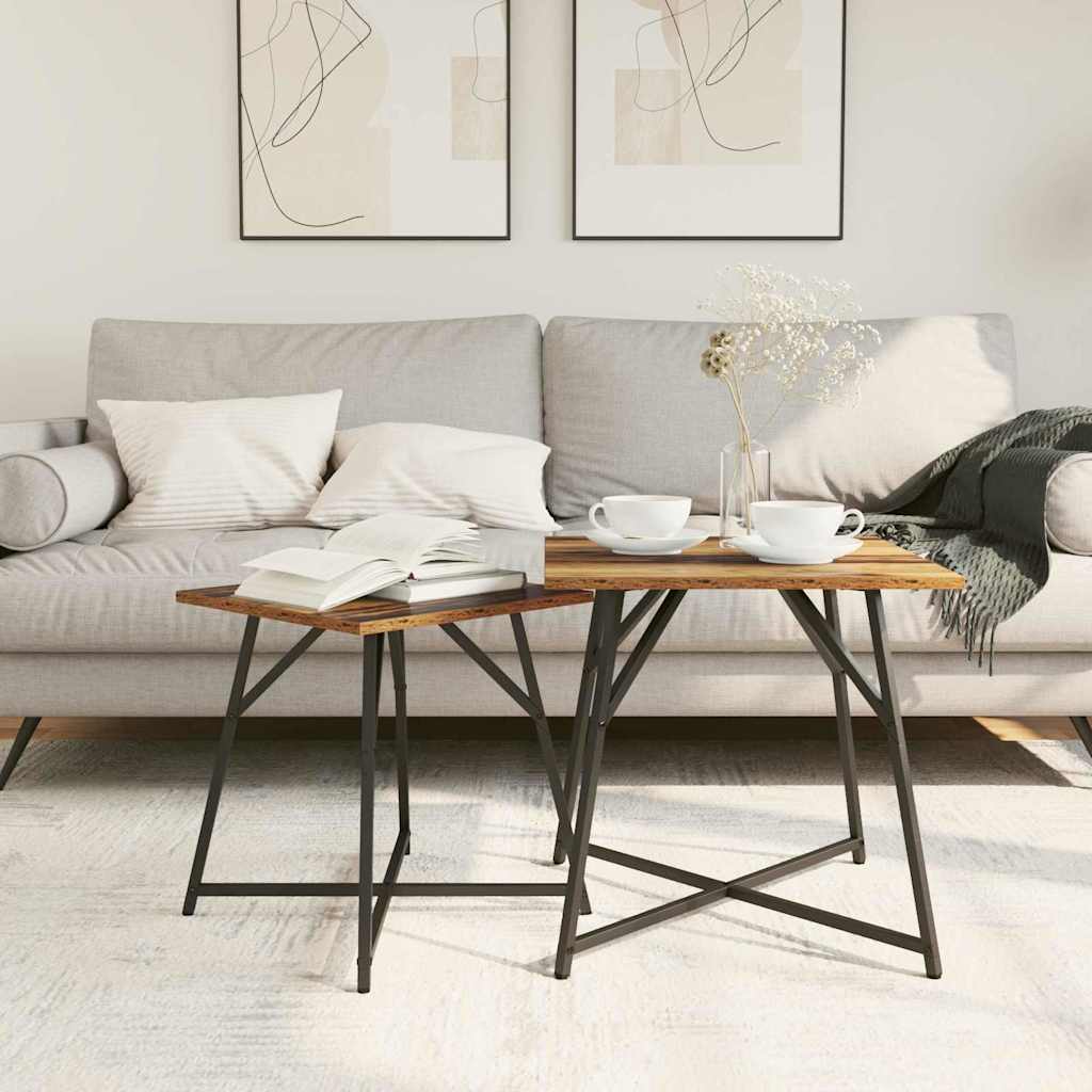 Set tavolini 2 pcs Legno Antico e Nero 50 x 50 x 50 cm 869730