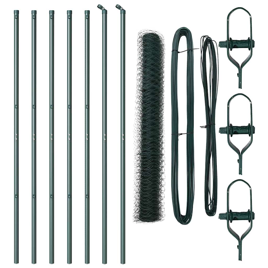 Recinzione con pali. Verde 1 x 10 m Acciaio rivestito in PVC 3352639