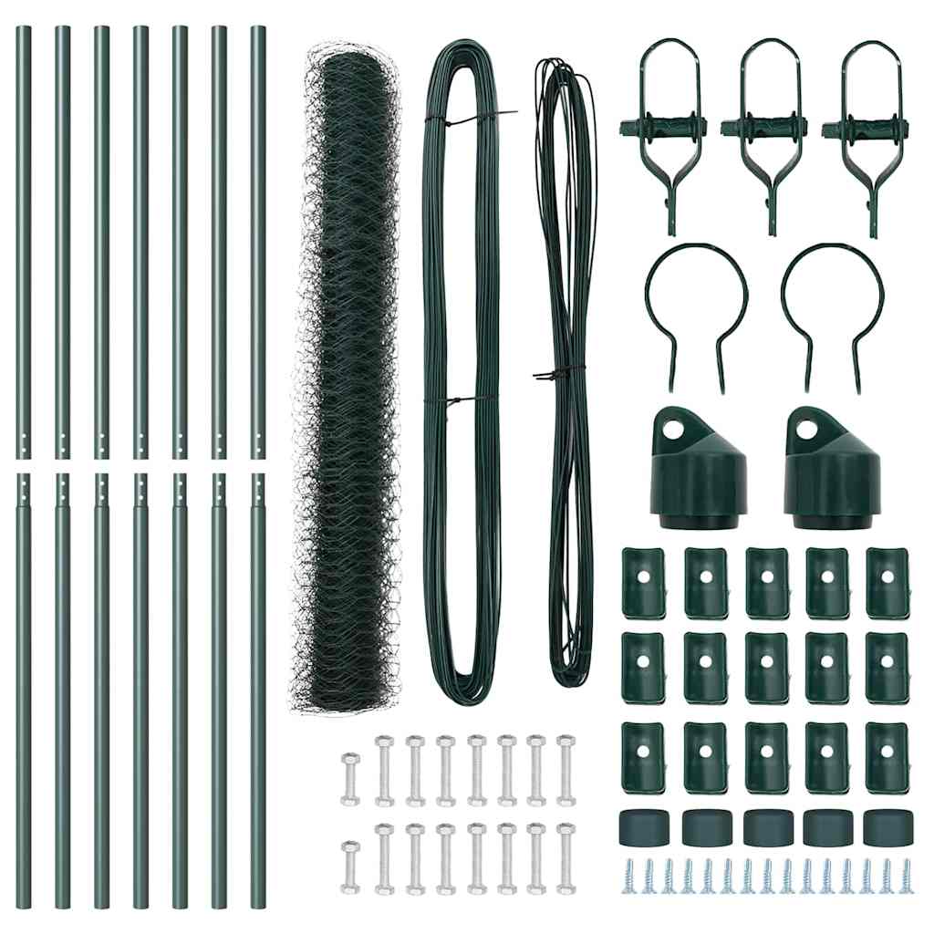 Recinzione con pali. Verde 1 x 10 m Acciaio rivestito in PVC 3352639