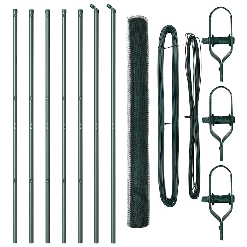 Recinzione con pali. Verde 1.5 x 10 m Acciaio rivestito in PVC 3352649