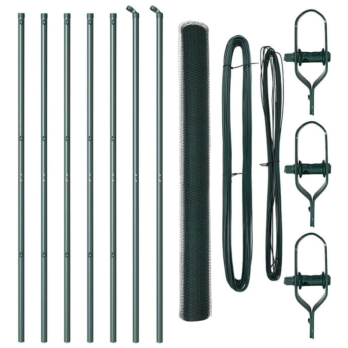Recinzione con pali. Verde 1.5 x 10 m Acciaio rivestito in PVC 3352649