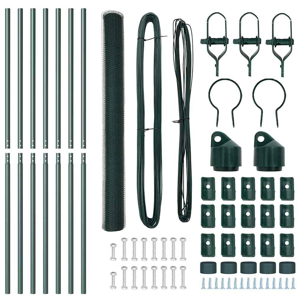 Recinzione con pali. Verde 1.5 x 10 m Acciaio rivestito in PVC 3352649