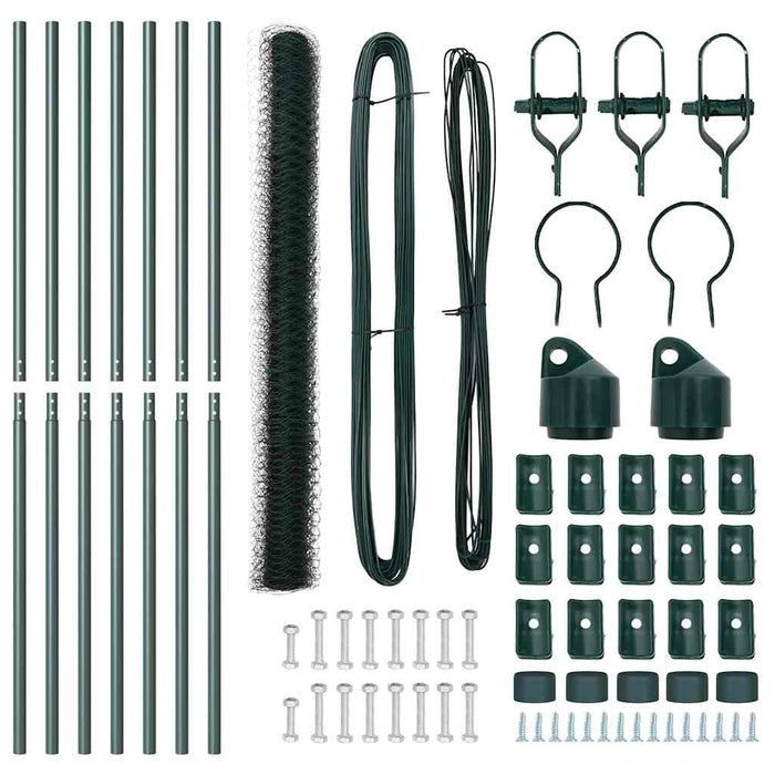 Recinzione con pali. Verde 1.5 x 10 m Acciaio rivestito in PVC 3352651