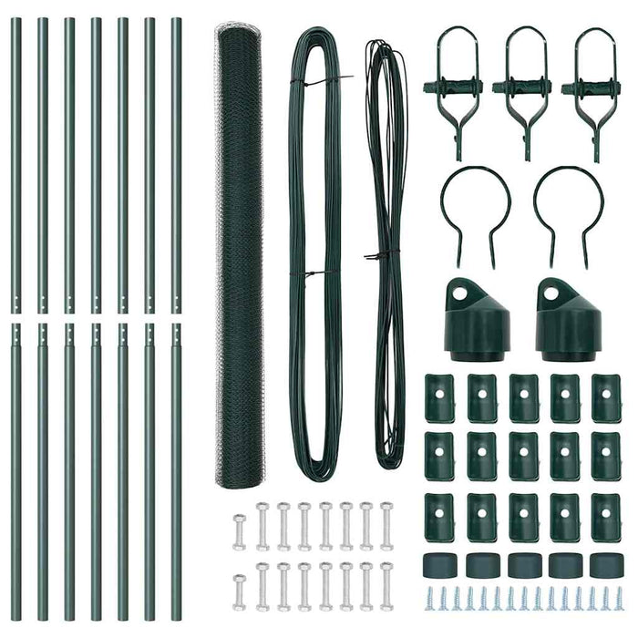 Recinzione con pali. Verde 1.6 x 10 m Acciaio rivestito in PVC 3352653