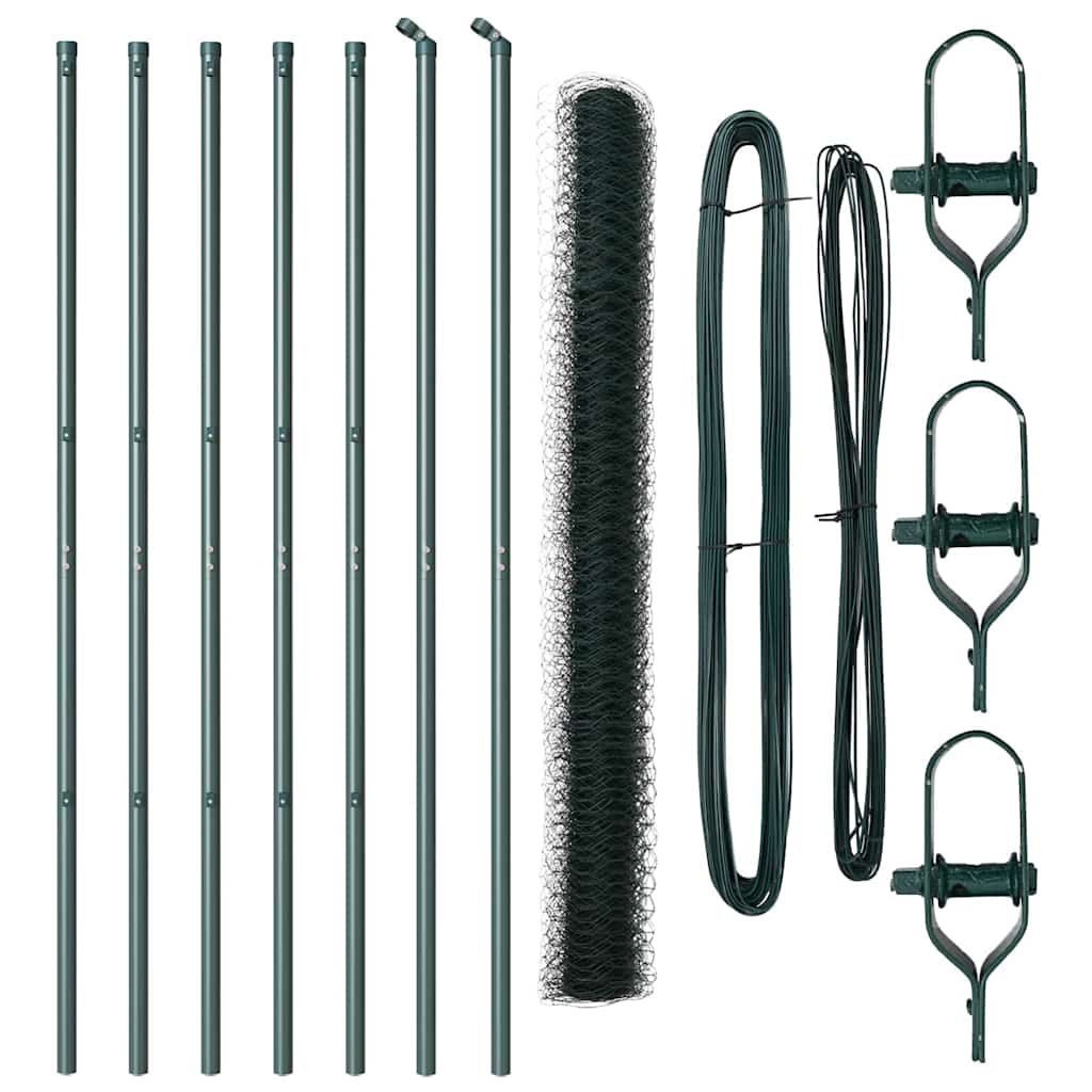 Recinzione con pali. Verde 1.6 x 10 m Acciaio rivestito in PVC 3352654
