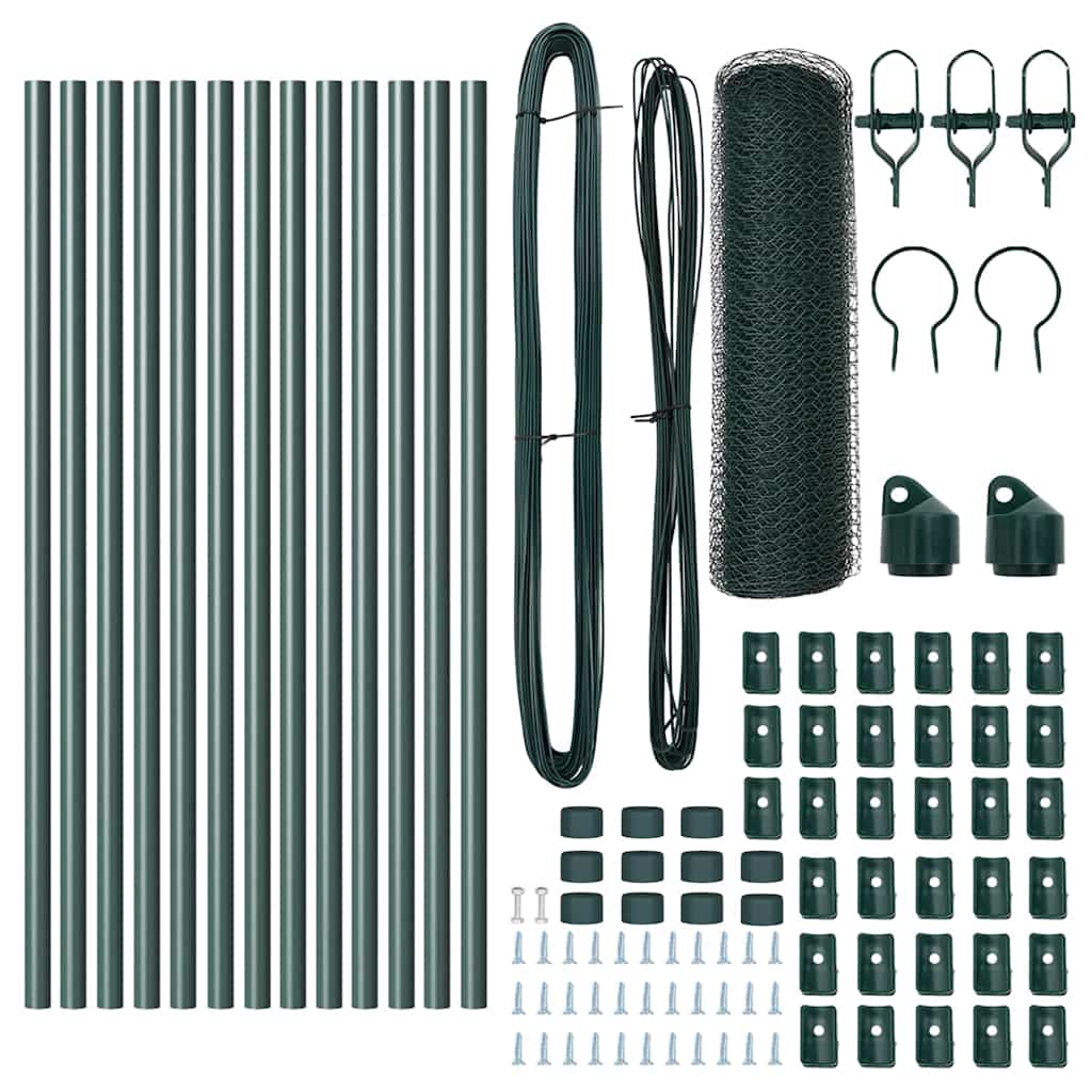 Recinzione con pali. Verde 0.5 x 25 m Acciaio rivestito in PVC 3352660