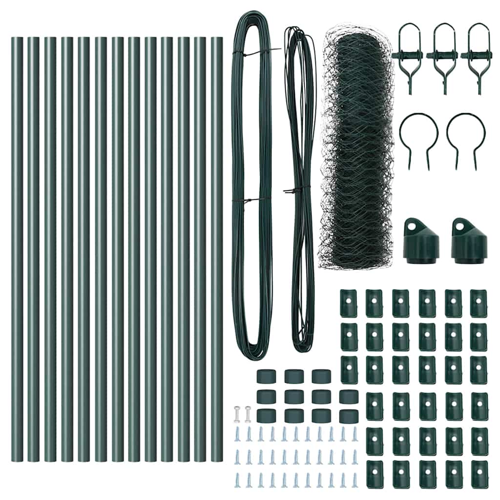 Recinzione con pali. Verde 0.5 x 25 m Acciaio rivestito in PVC 3352662