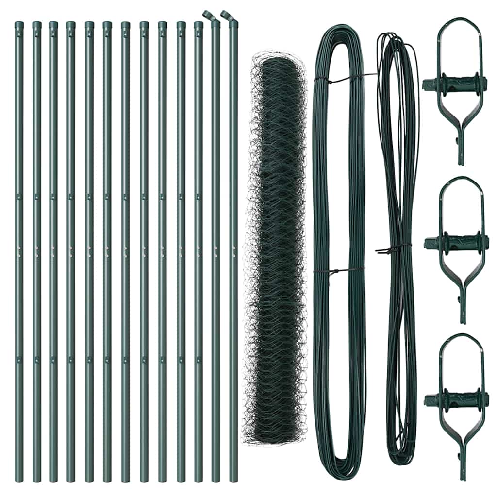 Recinzione con pali. Verde 1 x 25 m Acciaio rivestito in PVC 3352674