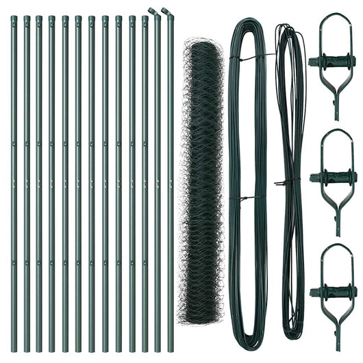 Recinzione con pali. Verde 1 x 25 m Acciaio rivestito in PVC 3352674