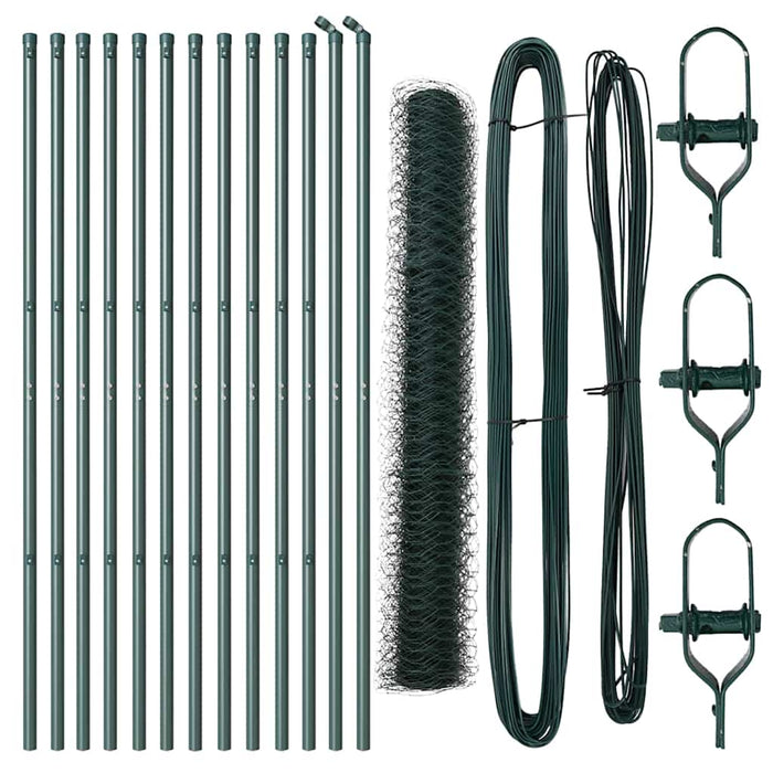 Recinzione con pali. Verde 1 x 25 m Acciaio rivestito in PVC 3352674