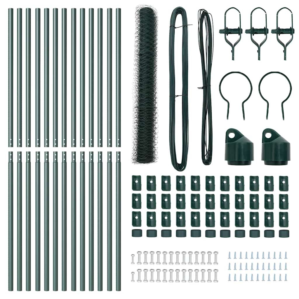 Recinzione con pali. Verde 1 x 25 m Acciaio rivestito in PVC 3352674