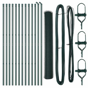 Recinzione con pali. Verde 1.2 x 25 m Acciaio rivestito in PVC 3352676