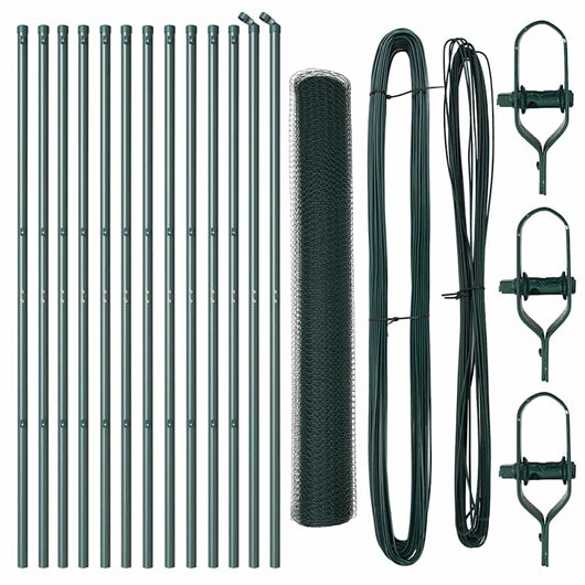 Recinzione con pali. Verde 1.2 x 25 m Acciaio rivestito in PVC 3352676